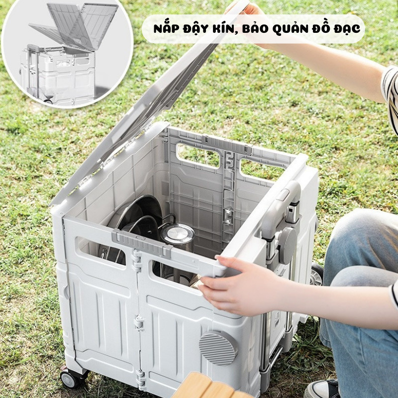 Xe Kéo Chở Đồ Siêu Thị Gấp Gọn Enoda Home, Xe Kéo Đồ Đi Dã Ngoại Có Bánh Xe, Tay Kéo Thu Gọn Tiện Ích XE001