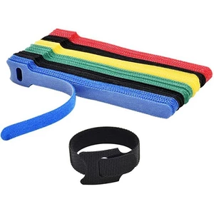 10 Cái dây velcro dán tự dính 2 mặt chữ T , dây buộc gọn dây điện dây cáp có lỗ xỏ nhiều màu(Màu Ngẫu Nhiên)-GIOVA