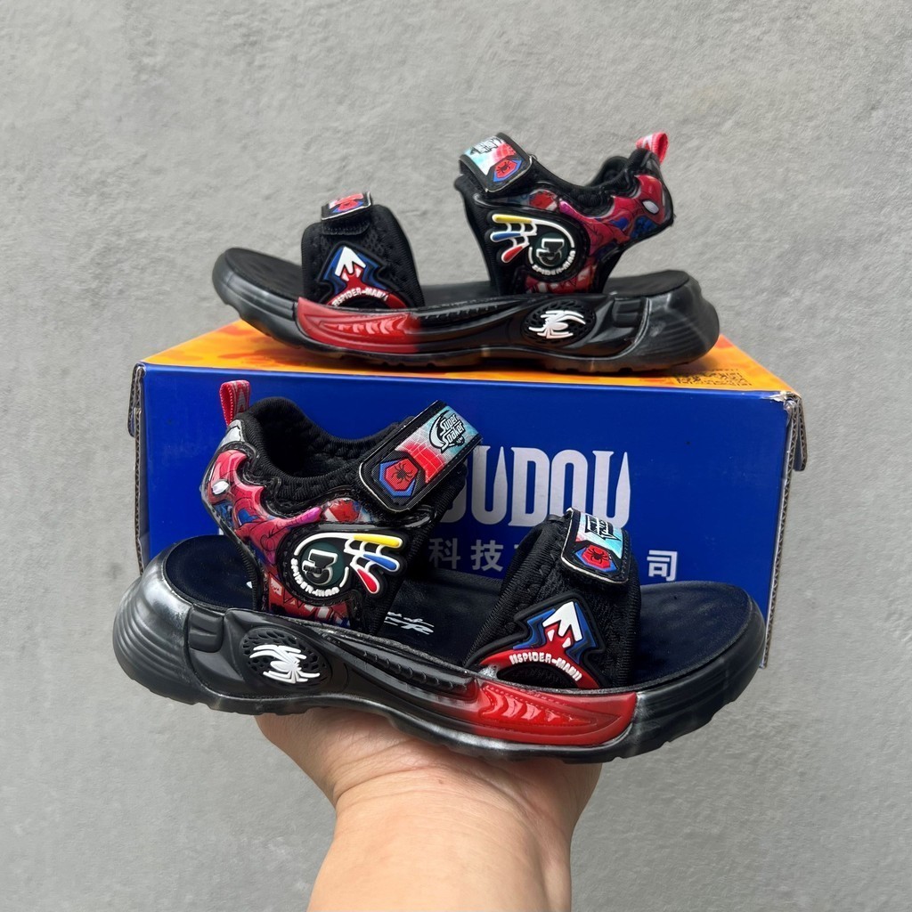 sandal bé trai dép quai hậu khâu đế chống trượt quai dán êm chân QCCC có hộp size đại cho bé trừ 3 tuổi A2 B2