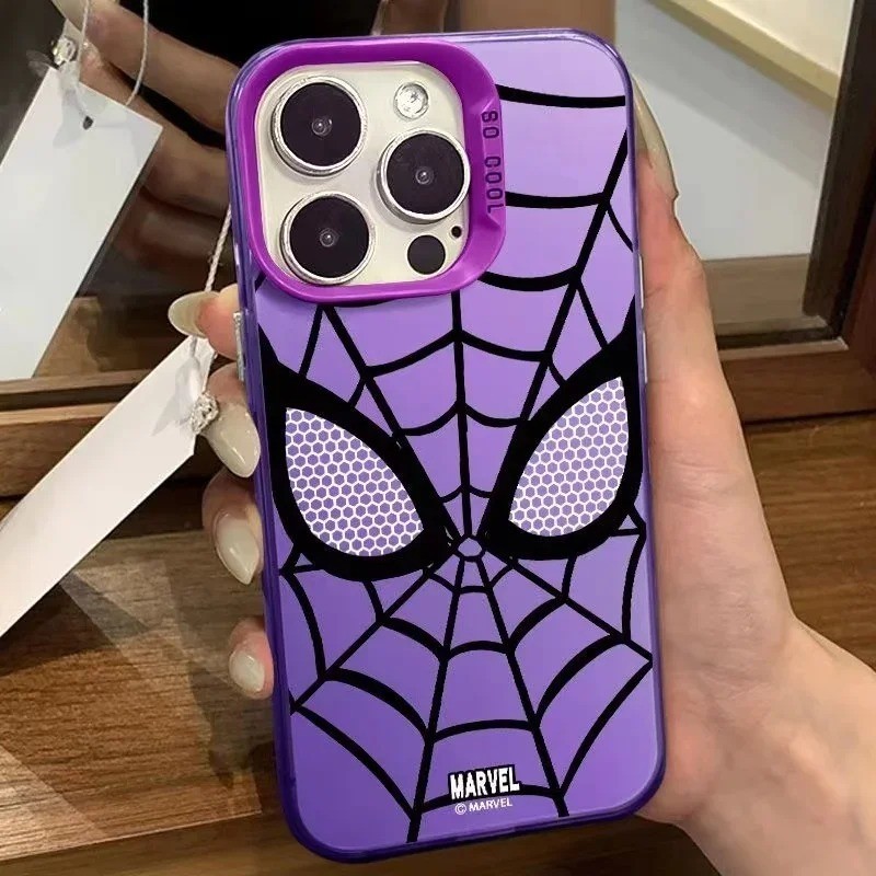 Vỏ Tương Thích Cho IPhone 15 14 13 12 11 Pro Max XS X XR 8 7 Plus Sang Trọng Người Nhện Mờ Mặt Sau Cứng Chống Sốc
