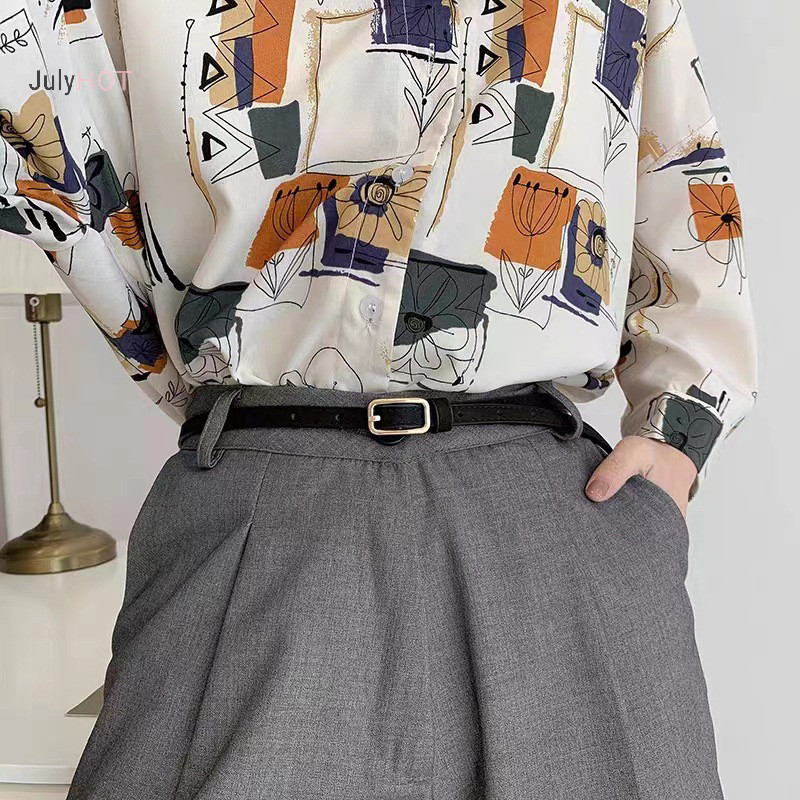 Julyhot Dây da phong cách Pháp cho quần jean, khóa, unisex, nam nữ, mỏng
