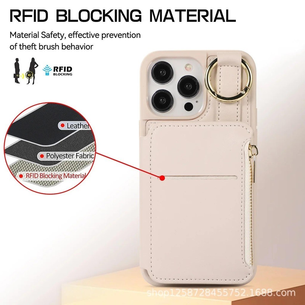 Dây Đeo Cổ Tay Đeo Ngang Ốp Lưng Điện Thoại IPhone 16 15 14 13 12 11 Pro Max Plus Ví Có Đựng Thẻ Da PU Bảo Vệ Chống Sốc