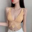 ESSENCEH Áo hai dây ren gợi cảm, Áo hai dây rỗng ngắn thoáng khí, Thời trang rỗng thời trang Dây đeo mềm mại Crop Top Nữ