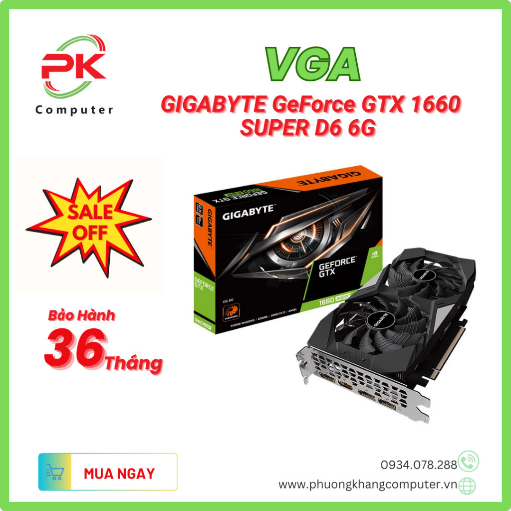 VGA GIGABYTE GeForce GTX 1660 SUPER D6 6G | Shopee Việt Nam