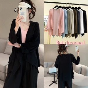 Phụ Nữ Trơn Rời Tay Dài Kích Thước Mềm Mại Đàn Hồi Áo Mùa Hè Mùa Xuân Mới Thời Trang Rời Mỏng Nữ top