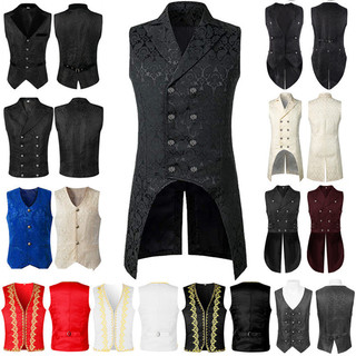 2024 Châu Âu Mỹ Quần Áo Nam Phong Cách Trung Cổ Áo Gothic Vest Sân Khấu Trang Phục Halloween