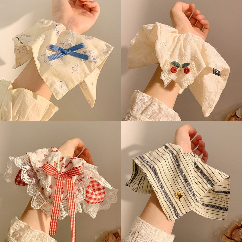 Dây Buộc Tóc Vuông Văn Học Pháp Retro Ngọt Ngào Vuông Khăn Ruột Lớn Tóc Vòng Tròn Nữ Đuôi Ngựa Phụ Kiện Tóc