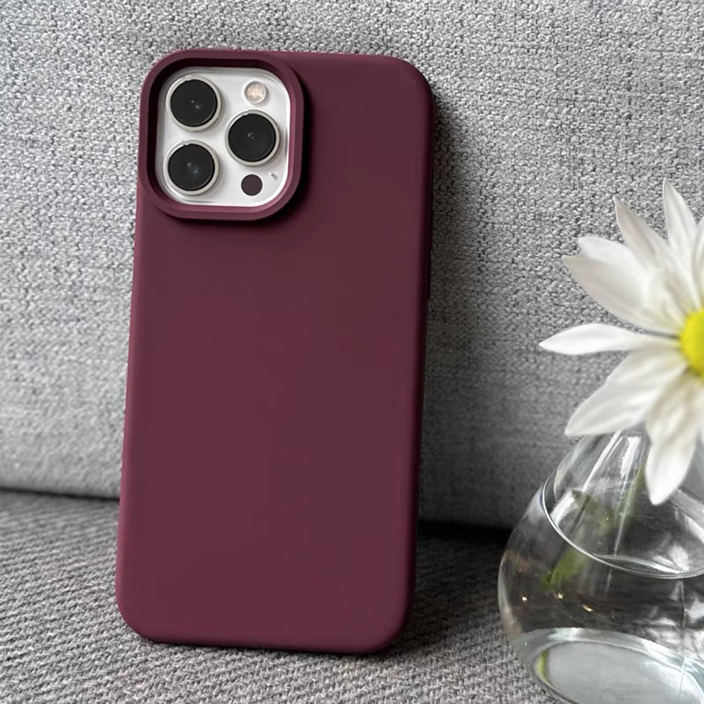 Ốp điện thoại silicon lỏng màu mận có logo bảo vệ cho iPhone 16 Pro Max 16 Plus 15 Pro Max 14 13 12 11 Pro Max Vỏ chống sốc