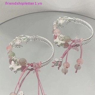{FH Fashion} Vòng tay hạt pha lê màu hồng mới dành cho nữ Vòng tay quyến rũ Quà tặng trang sức thời trang dự tiệc cho bé gái.