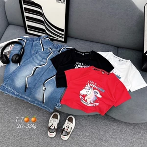 set chân váy dài jean kèm áo crotop hàn quốc cho bé gái 10-30kg, váy bé gái baby three pony