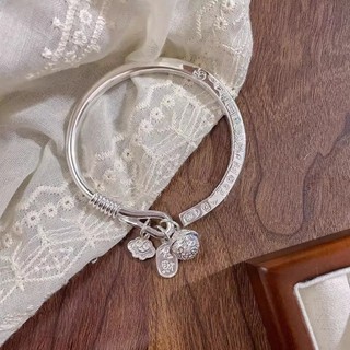 [Bộ sưu tập của 7226 người] Vòng tay bằng bạc nguyên chất Jiyan Vòng tay bằng bạc nguyên chất 9999 phong cách cổ điển Vòng tay chuông Cung điện cho bạn gái và bạn gái Món quà sinh nhật 2.25 LY7R