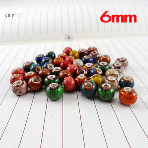 50 Hạt Xỏ Lỗ Bằng Gốm Tráng Men 6mm Để Làm Trang Sức DIY