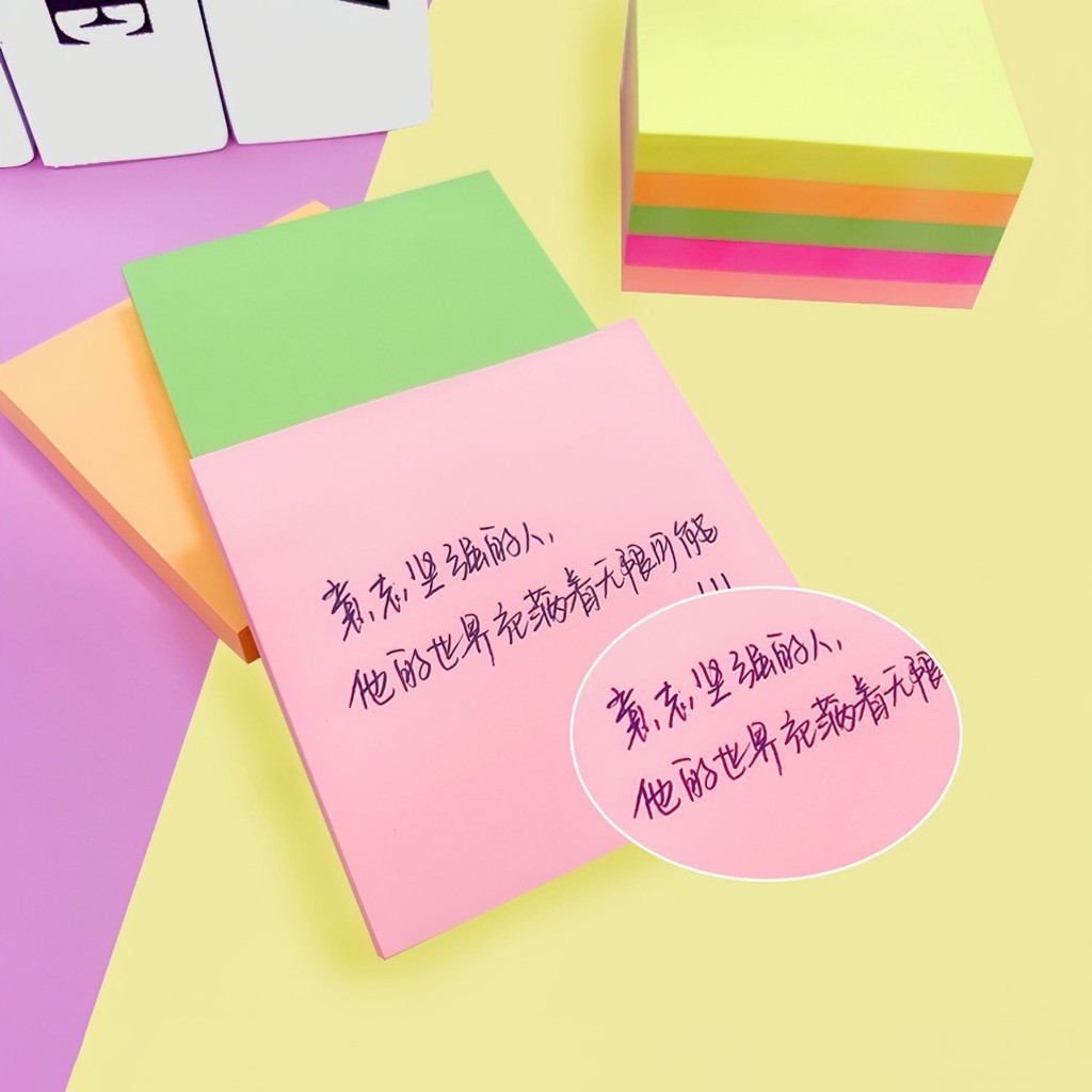 Tập 100 tờ giấy note ghi chú dày mịn Sticky Note, 76*76mm/76*50mm/76*100mm - FETA