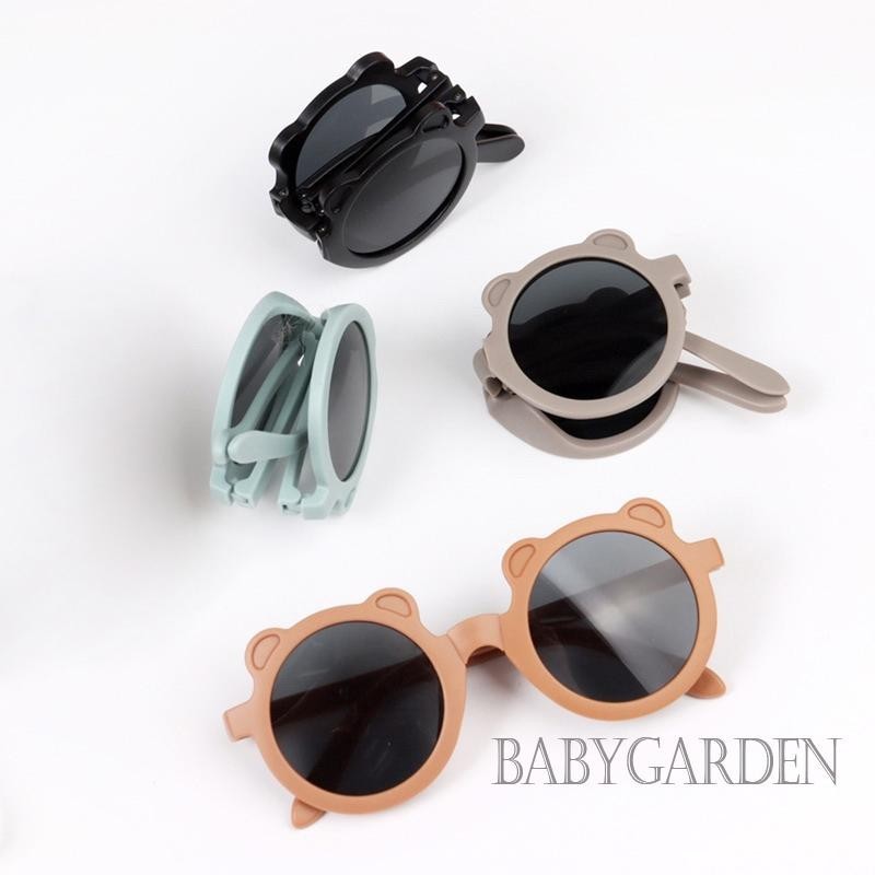 Baga-kids Kính râm phân cực bảo vệ UV400 có thể gập lại Kính râm gấu hoạt hình cho bé trai bé gái