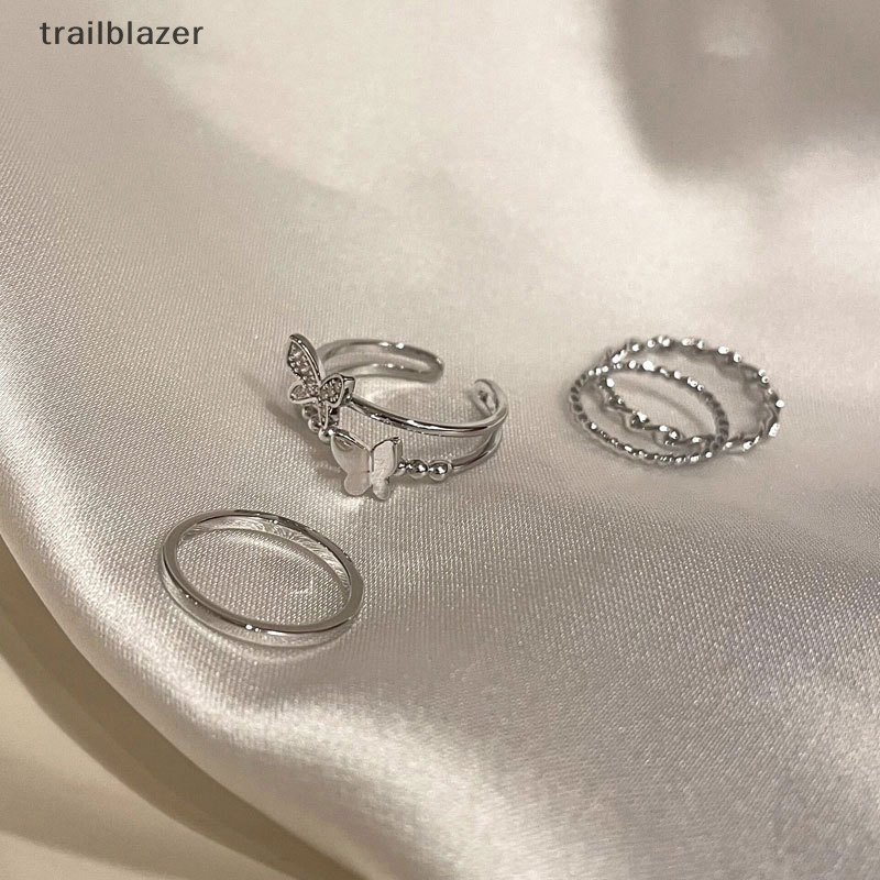 Trailblazer 4 Vòng Xoắn Bộ Dành Cho Nữ Bé Gái Có Thể Điều Chỉnh Tối Giản Thanh Lịch Bộ Nhẫn Thời Trang Hợp Thời Trang Trang Trang Sức Quà Tặng Mới