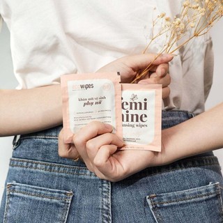 [Tách lẻ 1 miếng] Khăn vệ sinh phụ nữ 1 lần dùng bỏ túi du lịch Eco hương hoa cúc