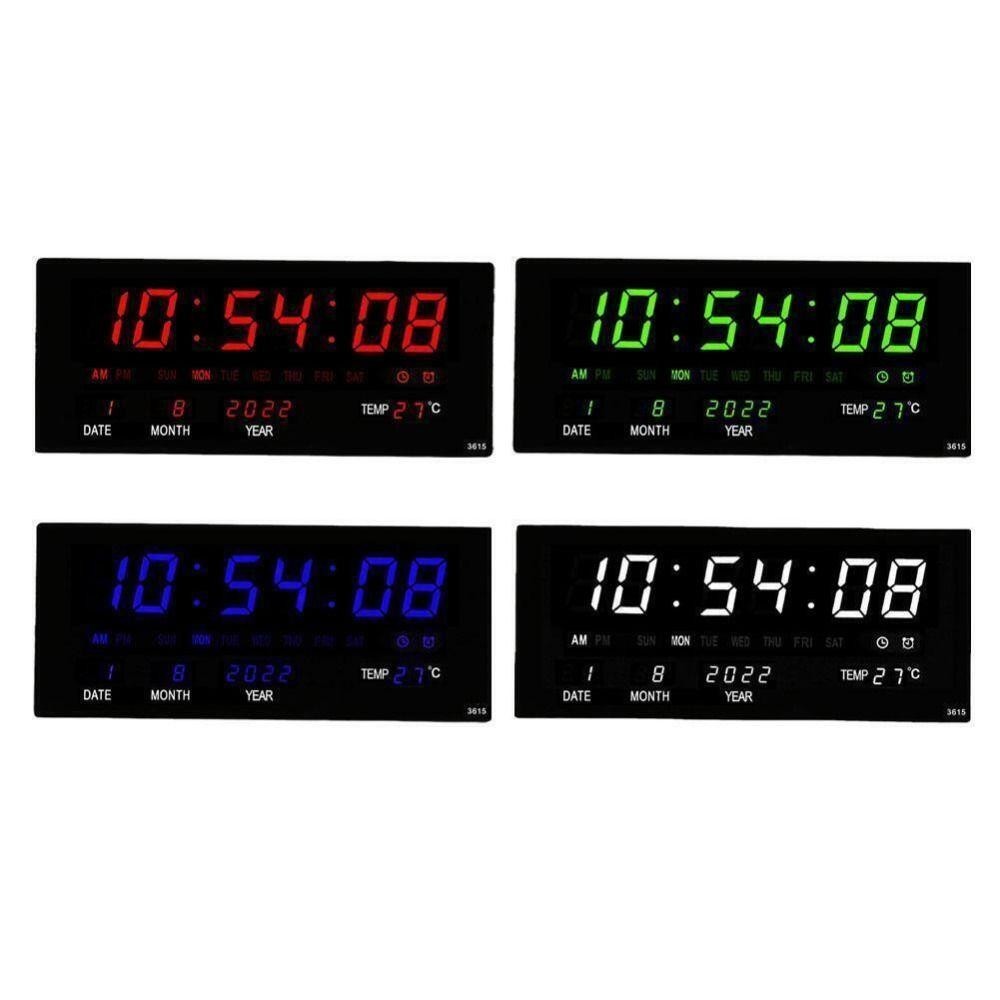 Đồng hồ treo tường điện tử AWNGD, Đồng hồ LED kỹ thuật số cắm tường Vương quốc Anh, Đồng hồ bàn trưng bày lịch gia đình 12 / 24H cho phòng ngủ