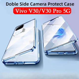 Ốp Điện Thoại Kính Cường Lực Hai Mặt Cho Vivo V40 V30 Pro V30Pro V40Pro V 30 VivoV30 5G 2024 Vỏ Lật Từ Tính Cứng Chống Sốc Vỏ Bảo Vệ Toàn Diện Ốp Lưng