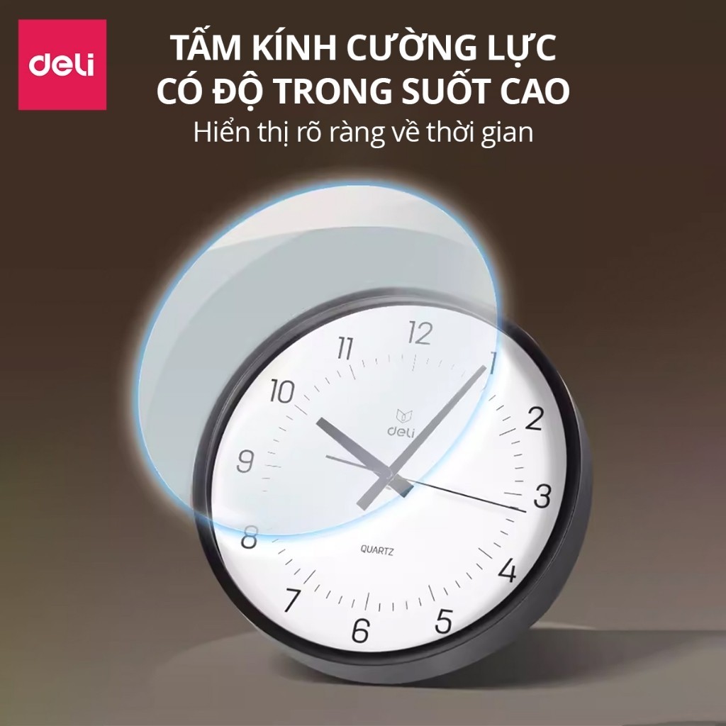 Đồng Hồ Treo Tường Kim Trôi Deli Không Ồn Minimalist Tối Giản Quà Tặng Tân Gia Trang Trí Nhà Cửa | BigBuy360 - bigbuy360.vn