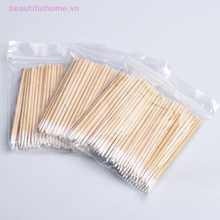 [Beautifulhome] 100 Chiếc Móng Tay Nghệ Thuật Gỗ Cotton Làm Sạch Que Buds Đầu Biểu Bì Pusher Làm Móng Chi Tiết Corrector Nail Polish Remover [beauty]