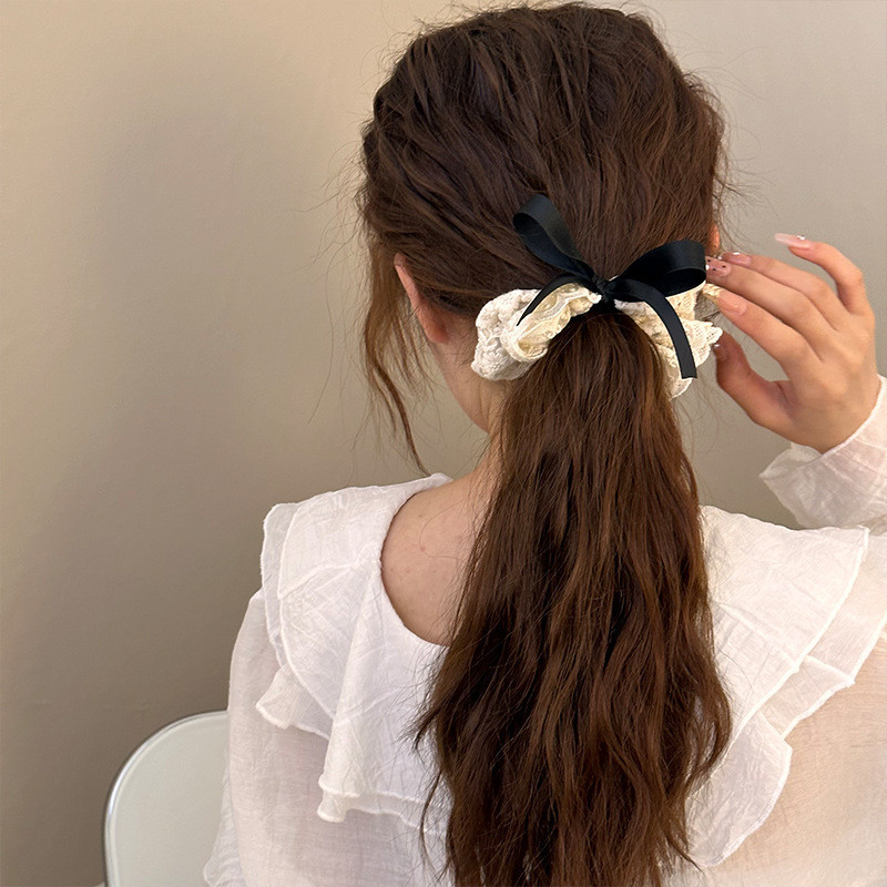 Vintage Thêu Ren Ruột Lớn Tóc Nữ Dây Buộc Tóc