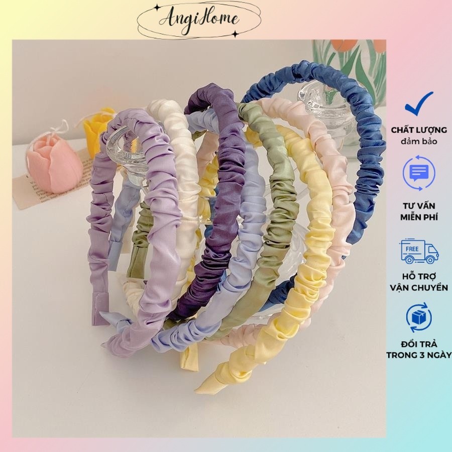 Băng đô cài tóc dễ thương bờm cute phụ kiện cho cô dâu lụa nhún satin  mặc áo dài nữ đẹp Hàn Quốc hottrend 2024 ANGIHOME