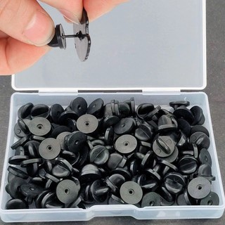 50 Chiếc Mặt Sau Pin Cao Su PVC Màu Đen - Bướm Clutch Tie Tack Ve Áo - Giữ Đồng Nhất, Thay Thế Huy Hiệu - Giá Đỡ Khóa Pin Cap - Phụ Kiện Quần Áo DIY