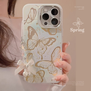 Bướm Xanh Có Mặt Dây Chuyền Ốp Lưng Điện Thoại IPhone 15 15pro Max 13 Mini 14 14pro 14max 12 11 Pro Max IX XR SE2 Plus Bìa Cứng