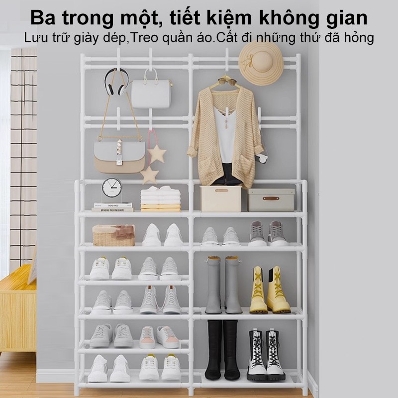 𝐎𝐥𝐢𝐟𝐞 Kệ Dép Thông Minh Kệ Giày Dép 4-5 Tầng Kệ Để Giày Có 4 Móc Tiện Ích