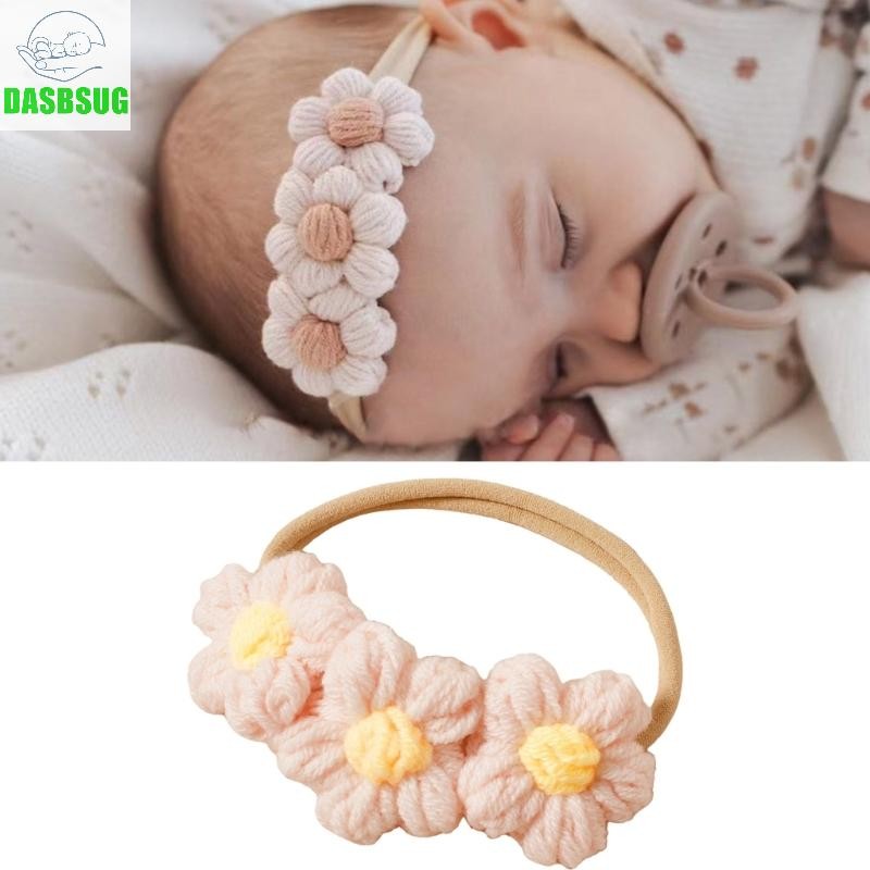 Dasbsug Băng đô hoa cho bé Băng đô dệt kim mềm dành cho các buổi chụp ảnh và tiệc đáng nhớ