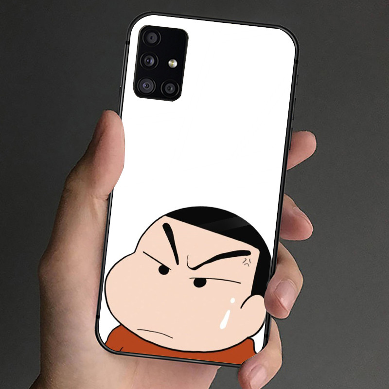 Ốp Điện Thoại Kính Cường Lực Crayon Shin-chan Cho Samsung Galaxy S9 Plus S10 S10e S20 FE S20 Plus S21 S22 S23 S24 Ultra Cover