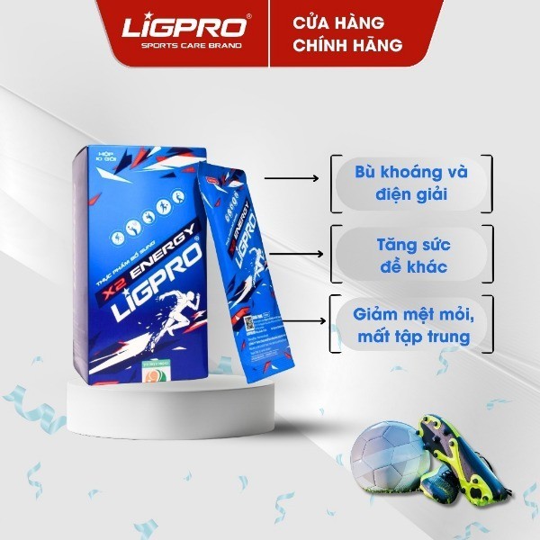 Thức uống thể thao bổ sung năng lượng X2 Energy LIGPRO Bù nước bù điện giải Hộp 10 Gói x 24g thethaochinhhang