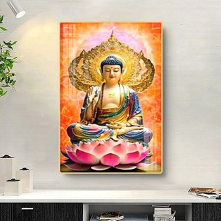 [TRANH PHẬT GIÁO] Tranh Treo Tường Phòng Thờ Phật Giáo Đức Phật A Di Đà - Tranh Laminate Tráng Gương