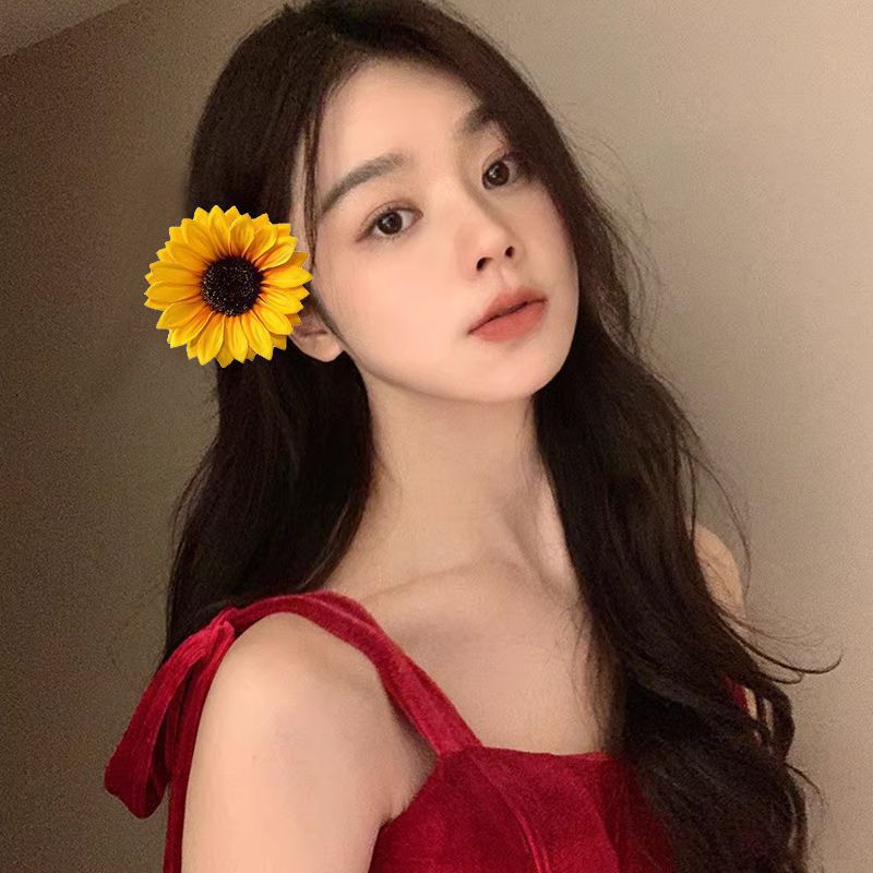 Kẹp Tóc Hướng Dương - Kẹp Bên Bãi Biển Mùa Hè - Đa Năng, Thời Trang, Ngọt Ngào - Kẹp Tóc Mỏ Vịt Hawaii - Phụ Kiện Tóc Trang Phục Kỳ Nghỉ Cho Bé Gái