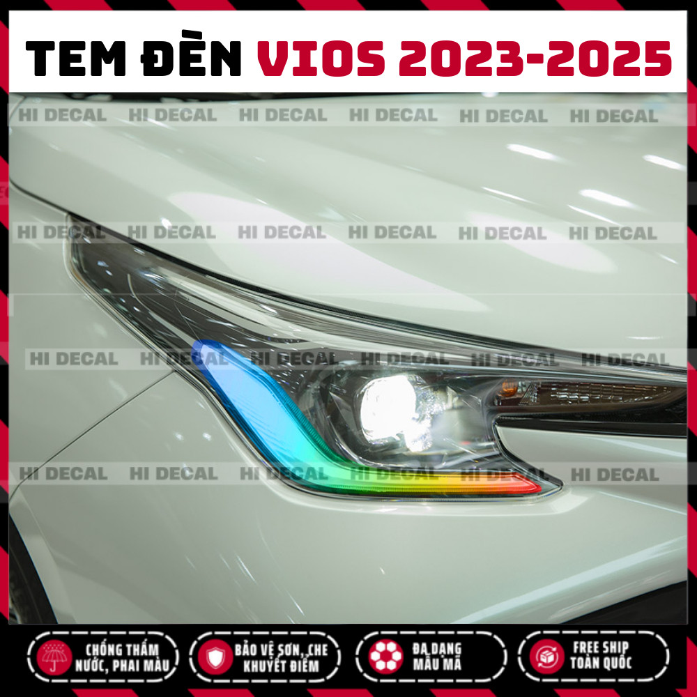 Decal đèn Vios 2023 - 2025, tem dán đèn xe Vios trang trí bào vệ bền màu, chống nước