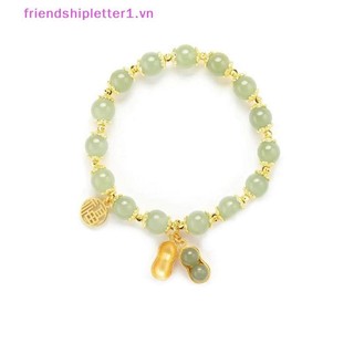 {Fh Fashion} Vòng tay may mắn đậu phộng thời trang Nữ nhẹ nhàng sang trọng Giả Ngọc Hetian Tính khí Vòng tay đính cườm Vòng tay trang sức Quà tặng.
