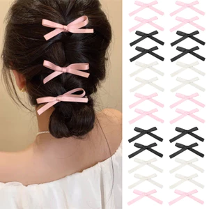Kẹp Tóc Nơ Satin Nhiều Màu Xinh Xắn Cho Bé Gái