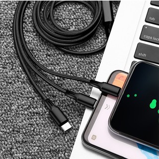 Cáp sạc cáp dữ liệu ba trong một Sạc nhanh một cho ba loại Thích hợp cho tất cả các loại điện thoại thông minh và máy tính bảng Cáp bện Nylon