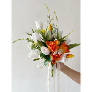 Bó hoa cưới từ hoa tulip vải CEVERIA phụ kiện chụp ảnh