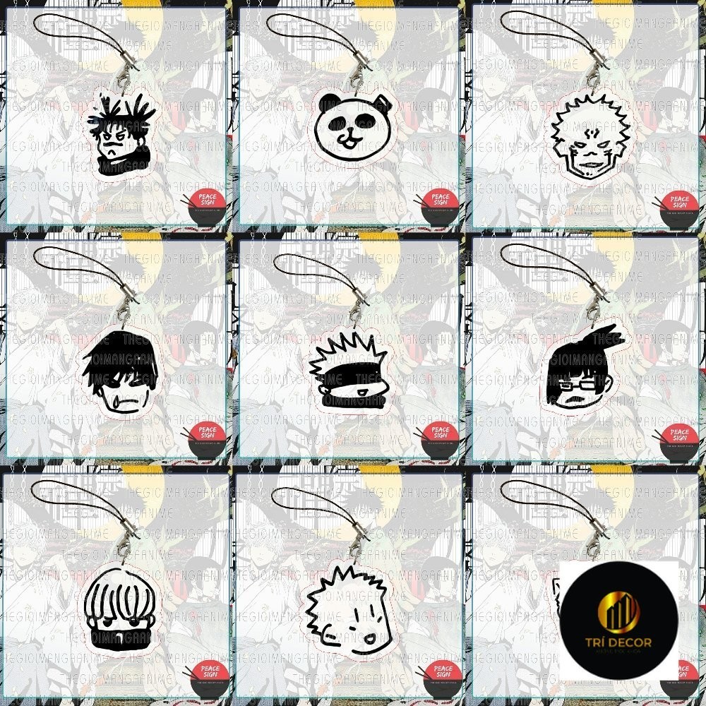 Móc dây treo điện thoại JUJUTSU KAISEN ver NGÁO in hình Chú thuật hồi chiến anime mica acrylic móc khóa dễ thương