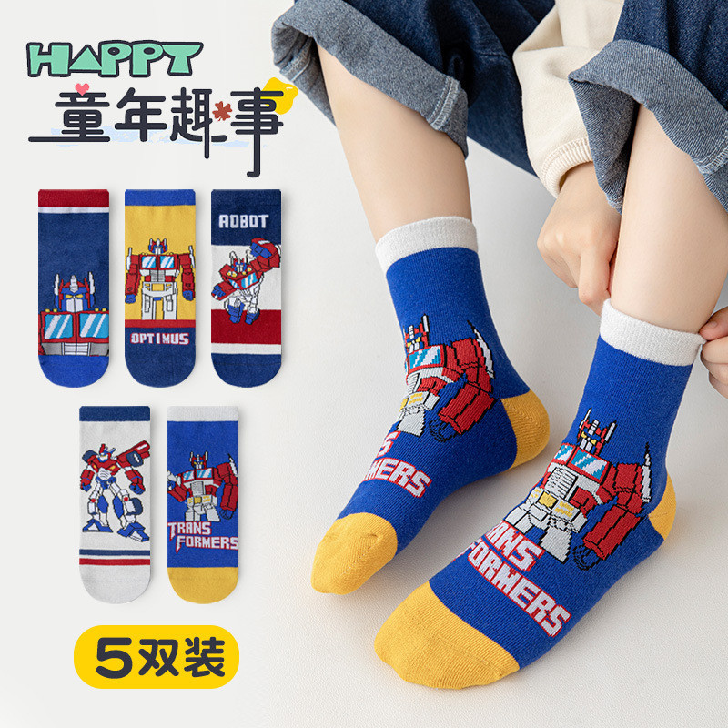 Tất Trẻ Em Mùa Xuân Hè Bé Trai Bé Gái Transformers Hoạt Hình Tất Thoáng Khí Học Sinh Khử Mùi Tất