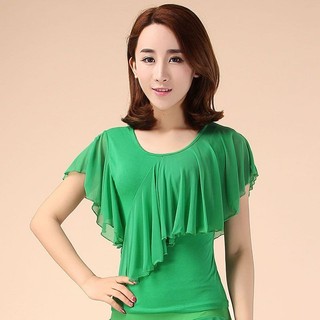 Trang phục khiêu vũ vuông mùa xuân Modal Lưới nữ Lá sen ngắn tay Hiệu suất thực hành hàng đầu Trang phục khiêu vũ Latin Trang phục khiêu vũ vuông mùa xuân Modal Lưới nữ Lá sen ngắn tay Hiệu suất thực hành hàng đầu Trang phục khiêu vũ Latin 24.4.6