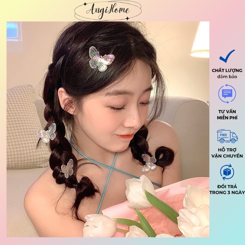 Kẹp Tóc Mái Hình Bướm Nhũ Đổi Màu Tiểu Thư Thanh Lịch Sang Trọng Phụ Kiện Tóc Nữ ANGIHOME