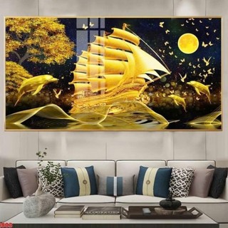 Tranh Tráng Gương Laminate 60x120cm Treo Tường Phong Thuỷ Trang Trí Phòng Khách Thuận Buồm Xuôi Gió