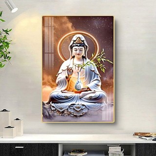 [TRANH PHẬT GIÁO] Tranh Treo Tường Phòng Thờ Phật Giáo Quan Thế Âm Bồ Tát - Tranh Laminate Tráng Gương