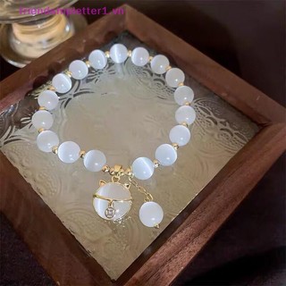 {FH Fashion} Vòng tay đính cườm Opal tinh tế dành cho nữ Mặt dây chuyền may mắn thanh lịch Vòng tay đàn hồi nhẹ nhàng Thời trang Trang sức sang trọng Quà tặng cho bé gái.