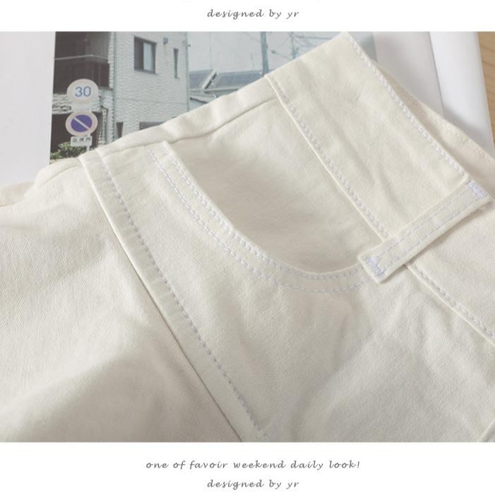 Chân váy đuôi cá nữ 2 tầng chất kaki dày dặn có lót trong -CV031 Nhung Trắng Women Kem Khuy