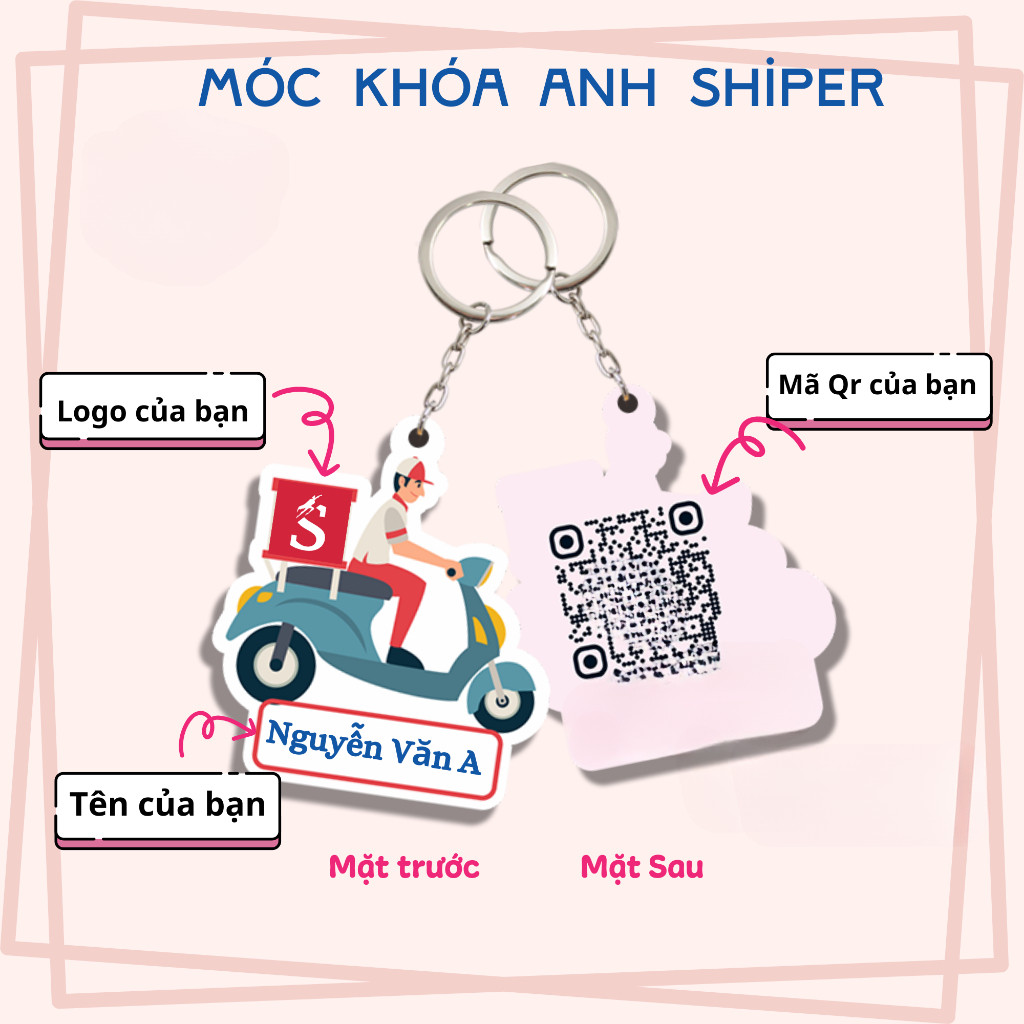 Móc khóa dành cho shiper, in mã  tiện lợi và nhanh chóng,phụ kiện treo  xe, treo balo,treo chìa khóa