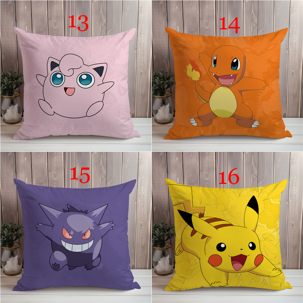 Vỏ Gối Đơn In Hình Pokemon Pikachu Một Mặt Làm Quà Tặng Cho Bé (Không Kèm Lõi)