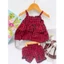 bộ cotton áo 2 dây quần đùi có nơ cho bé gái 6-13kg